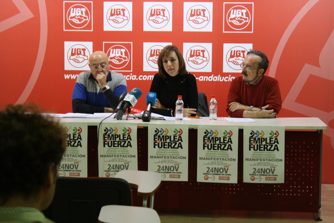 La Secretaria General de UGT-Málaga en un momento de la rueda de prensa.