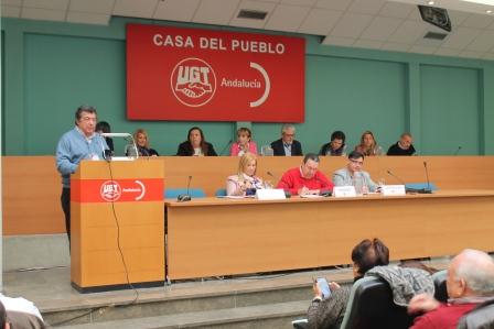 Un momento de la intervención del Secretario General de la UJP-UGT de Andalucía